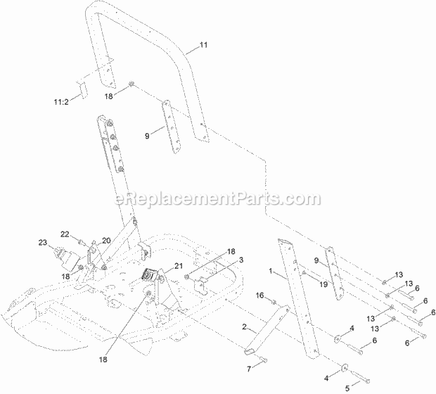 Toro 74862 (316000001-316999999) Titan Zx5400 Zero-turn-radius Riding Mower, 2016 Roll-Over Protection System Assembly Diagram