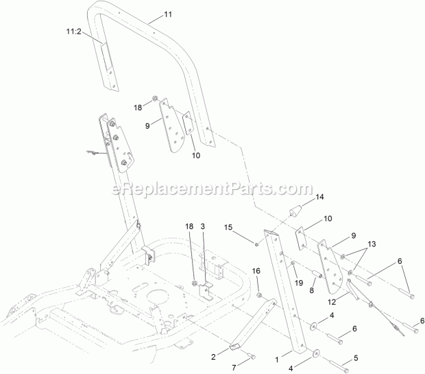 Toro 74871 (312000001-312999999) Titan Mx4880 Zero-turn-radius Riding Mower, 2012 Roll-Over Protection System Assembly Diagram