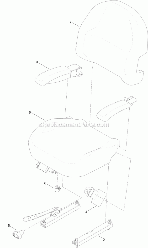 Toro 74883 (314000001-314999999) Titan Mx6000 Zero-turn-radius Riding Mower, 2014 Seat Assembly No. 130-0801 Diagram