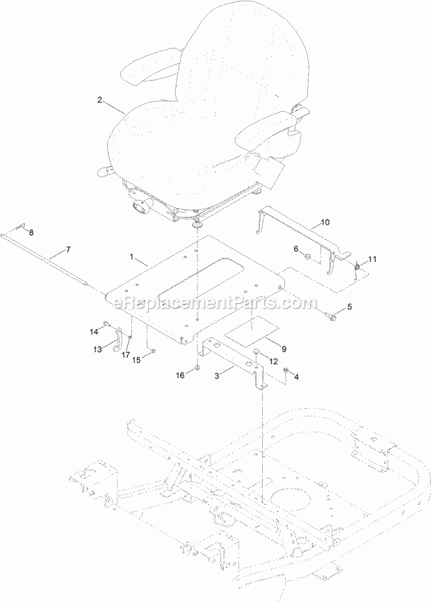 Toro 74892 (315001301-315999999) Titan Mx5400 Zero-turn-radius Riding Mower, 2015 Seat Assembly Diagram