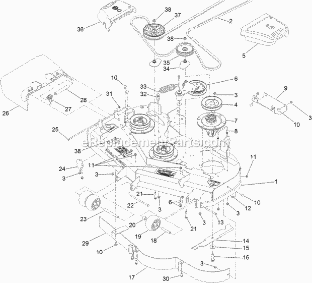 Toro 74901CP (311000001-311999999) Z Master G3 Riding Mower, With 48in Turbo Force Side Discharge Mower, 2011 Deck Assembly Diagram