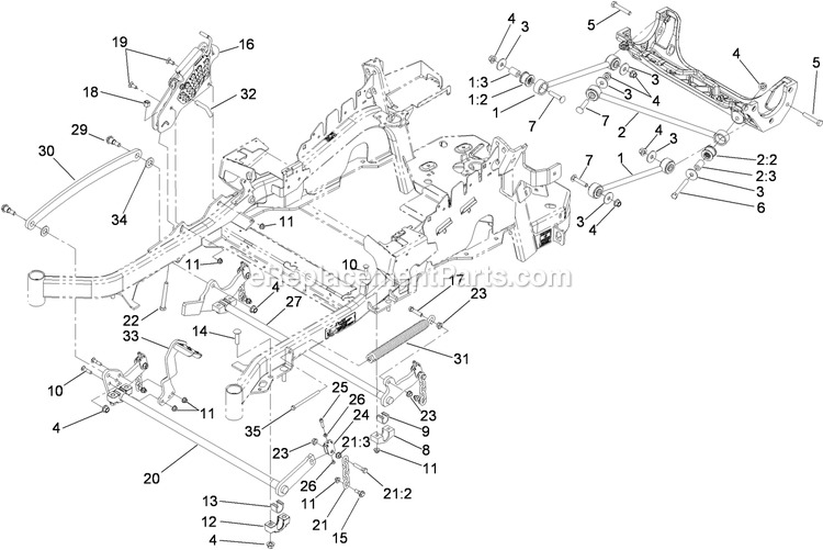 Toro 74901 (290000001-290999999)(2009) Z Master G3 Riding Mower, With 48in Turbo Force Side Discharge Mower Deck Lift Assembly Diagram