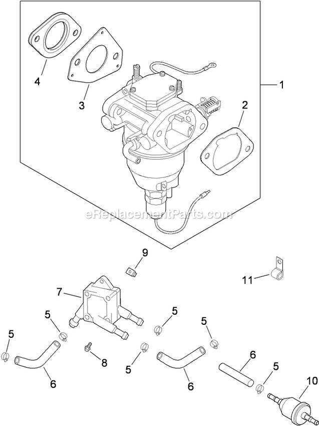 Toro 74901 (290000001-290999999)(2009) Z Master G3 Riding Mower, With 48in Turbo Force Side Discharge Mower Fuel System Assembly 1 Diagram