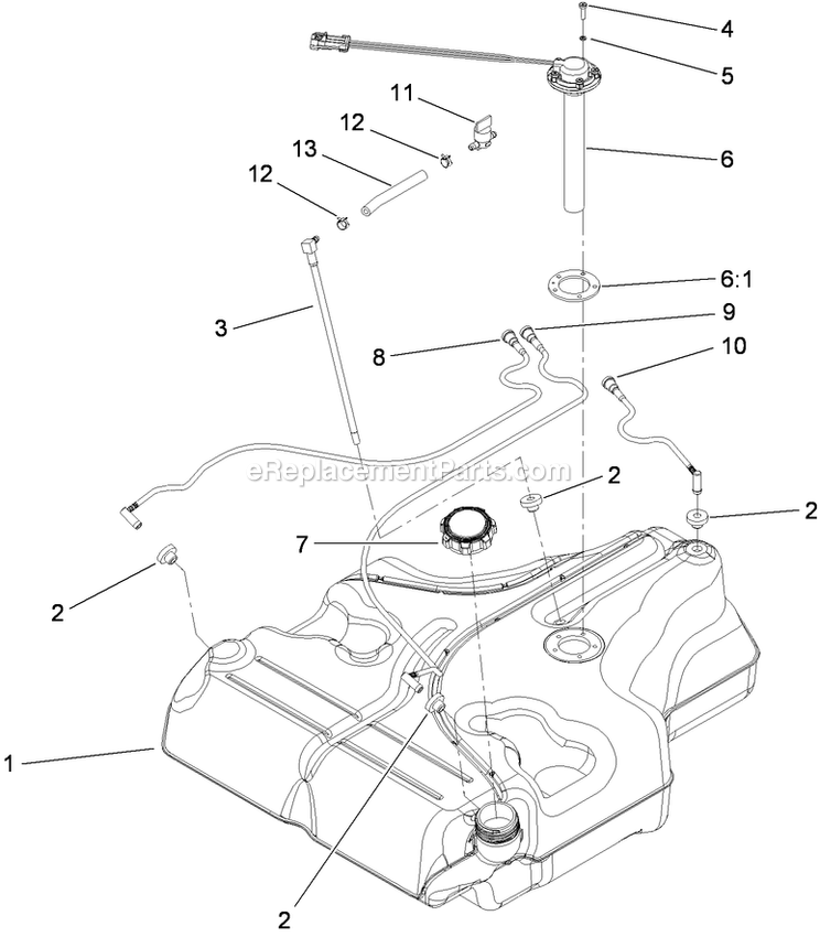 Toro 74901 (290000001-290999999)(2009) Z Master G3 Riding Mower, With 48in Turbo Force Side Discharge Mower Fuel Tank Assembly Diagram