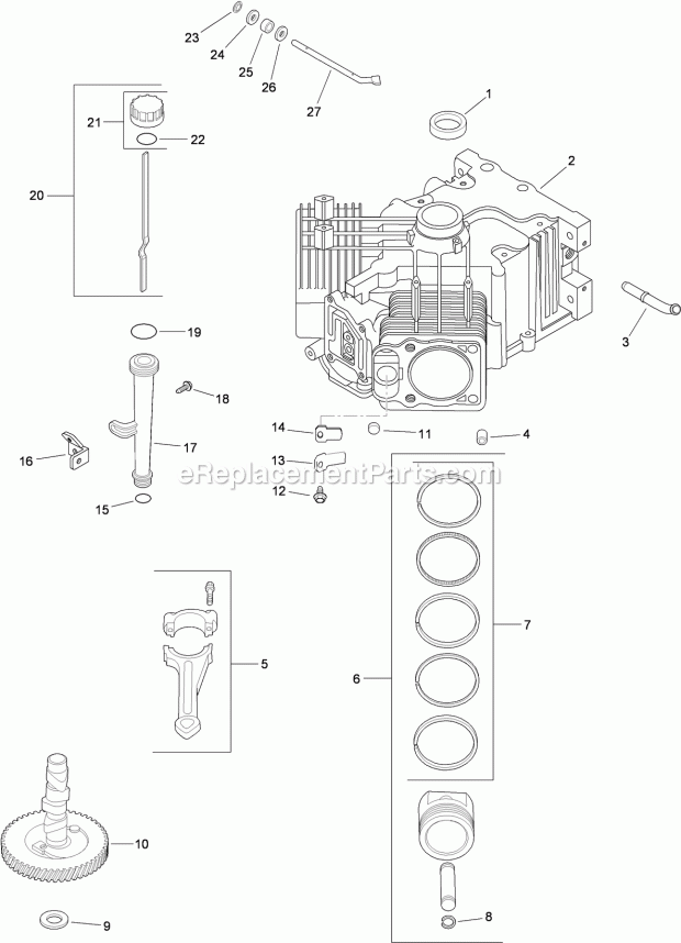 Toro 74901 (290000001-290999999) Z Master G3 Riding Mower, With 48in Turbo Force Side Discharge Mower, 2009 Crankcase Assembly Kohler Cv680-3020 Diagram