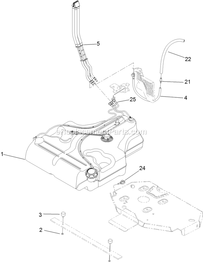 Toro 74901 (313000001-313999999)(2013) Z Master Professional 5000 , With 48in Turbo Force Side Discharge Mower Fuel Tank Mounting Assembly Diagram