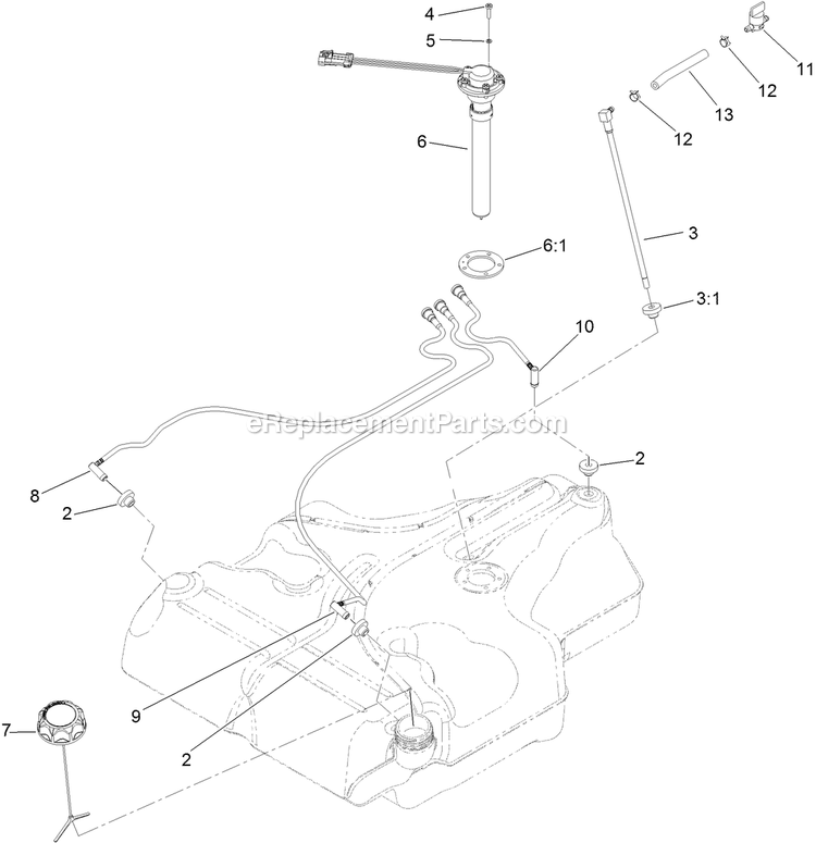 Toro 74901 (313000001-313999999)(2013) Z Master Professional 5000 , With 48in Turbo Force Side Discharge Mower Fuel Tank Assembly Diagram