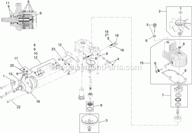Toro 74901 (313000001-313999999) Z Master Professional 5000 Series Riding Mower, With 48in Turbo Force Side Discharge Mower, 201 Lh Hydro Assembly No. 116-6411 Diagram