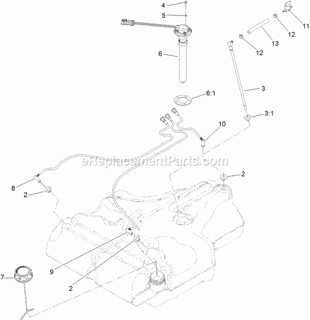Toro 74901 (313000001-313999999) Z Master Professional 5000 Series Riding Mower, With 48in Turbo Force Side Discharge Mower, 201 Fuel Tank Assembly No. 116-3979 Diagram
