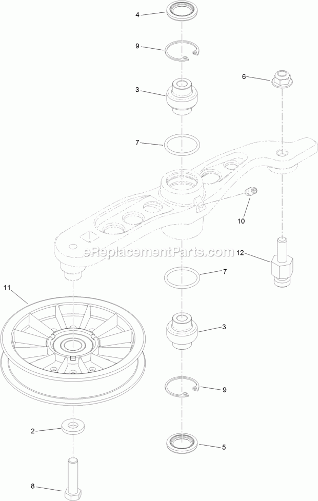 Toro 74902TE (314000001-314999999) Z Master Professional 6000 Series Riding Mower, With 48in Turbo Force Side Discharge Mower, 2 Pump Idler Assembly No. 116-1255 Diagram