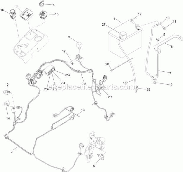 Toro 74902TE (314000001-314999999) Z Master Professional 6000 Series Riding Mower, With 48in Turbo Force Side Discharge Mower, 2 Electrical Assembly Diagram