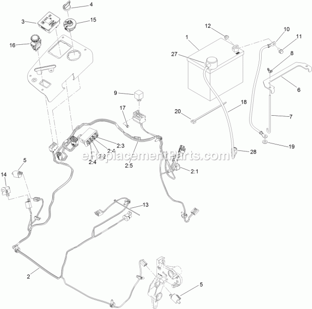 Toro 74902TE (316000001-316999999) Z Master Professional 6000 Series Riding Mower, With 48in Turbo Force Side Discharge Mower, 2 Electrical System Assembly Diagram