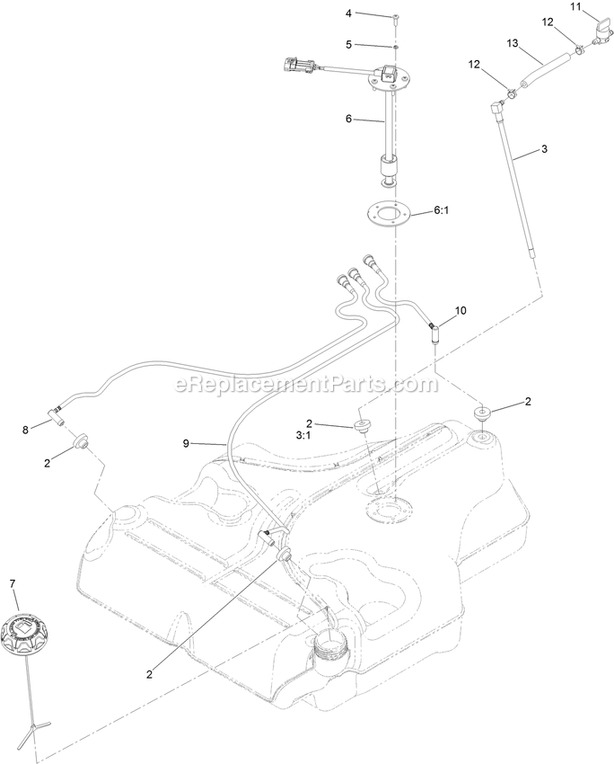 Toro 74902TE (400000000-402079999) Z Master Professional 6000 , With 122cm Turbo Force Side Discharge Mower Fuel Tank Assembly Diagram