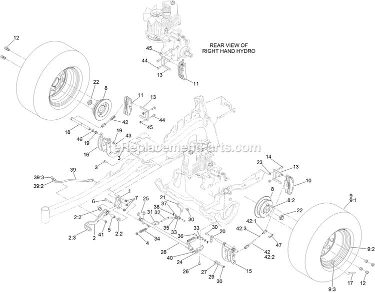Toro 74902TE (402080000-403138032) Z Master Professional 6000 , With 122cm Turbo Force Side Discharge Mower Parking Brake And Wheel Assembly Diagram