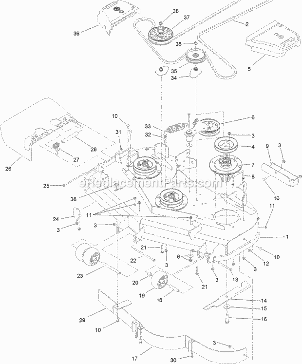 Toro 74904 (315000001-315999999) Z Master Professional 5000 Series Riding Mower, With 48in Turbo Force Side Discharge Mower, 201 Deck Assembly Diagram