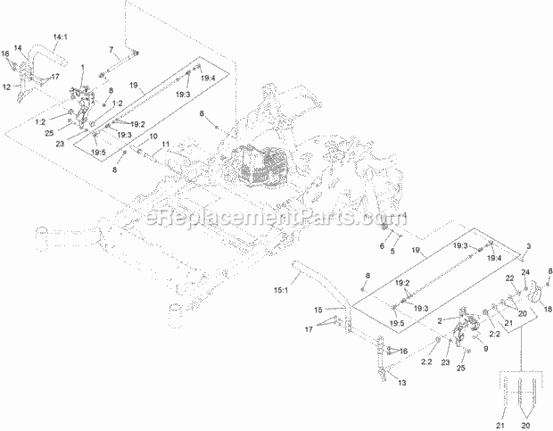 Toro 74906 (314000001-314999999) Z Master Professional 5000 Series Riding Mower, With 52in Turbo Force Side Discharge Mower, 201 Motion Control Assembly Diagram
