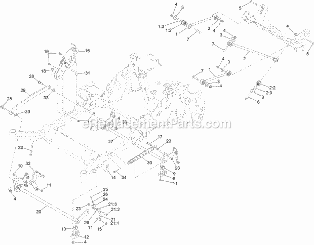 Toro 74906 (316000001-316999999) Z Master Professional 5000 Series Riding Mower, With 52in Turbo Force Side Discharge Mower, 201 Deck Lift Assembly Diagram