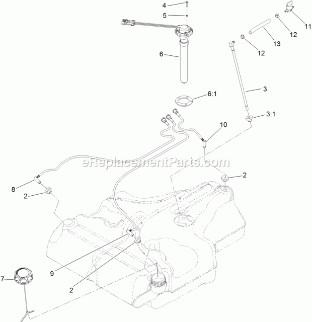 Toro 74915 (313000001-313999999) Z Master Professional 5000 Series Riding Mower, With 60in Turbo Force Side Discharge Mower, 201 Fuel Tank Assembly No. 116-3979 Diagram