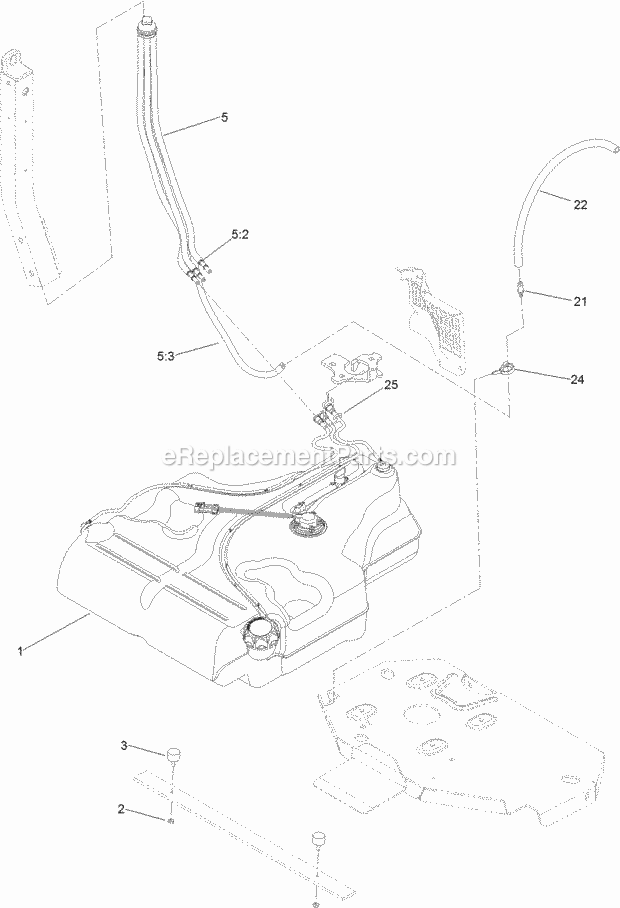 Toro 74915 (400000000-999999999) Z Master Professional 5000 Series Riding Mower, With 60in Turbo Force Side Discharge Mower, 201 Fuel System Assembly Diagram