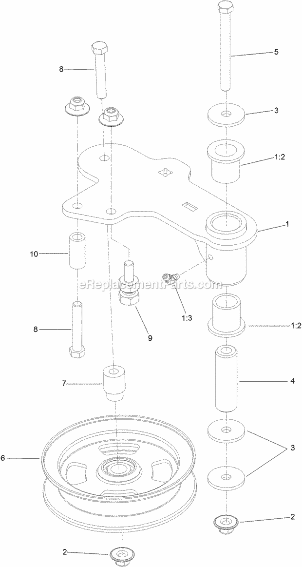 Toro 74918 (400000000-999999999) Z Master Professional 5000 Series Riding Mower, With 72in Turbo Force Side Discharge Mower, 201 Idler Arm Assembly Diagram