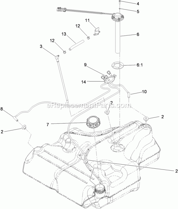 Toro 74923TE (310000001-310999999) Z Master G3 Riding Mower, With 132cm Turbo Force Side Discharge Mower, 2010 Fuel Tank Assembly No. 109-9357 Diagram