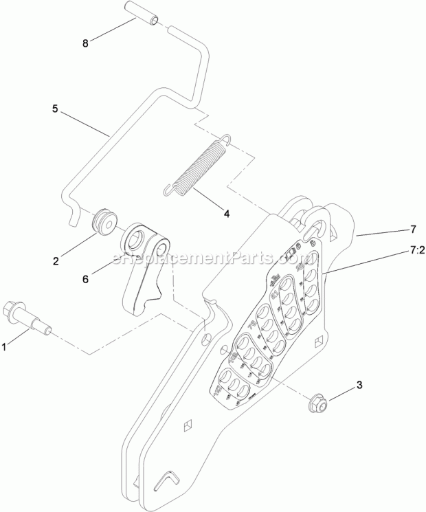 Toro 74923TE (310000001-310999999) Z Master G3 Riding Mower, With 132cm Turbo Force Side Discharge Mower, 2010 Height-Of-Cut Assembly No. 117-3842 Diagram