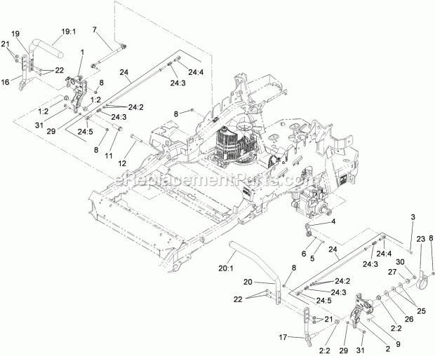 Toro 74923TE (310000001-310999999) Z Master G3 Riding Mower, With 132cm Turbo Force Side Discharge Mower, 2010 Motion Control Assembly Diagram