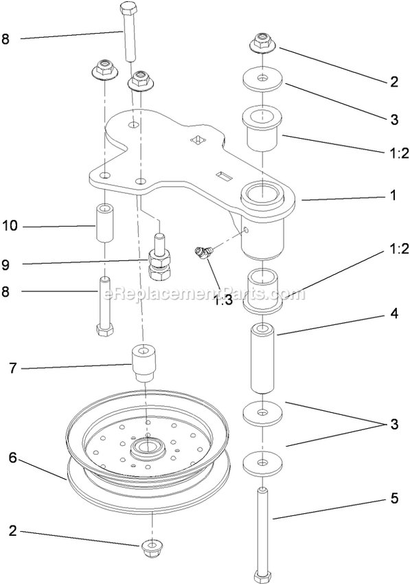 Toro 74923 (290000001-290999999)(2009) Z Master G3 Riding Mower, With 52in Turbo Force Side Discharge Mower Idler Assembly Diagram