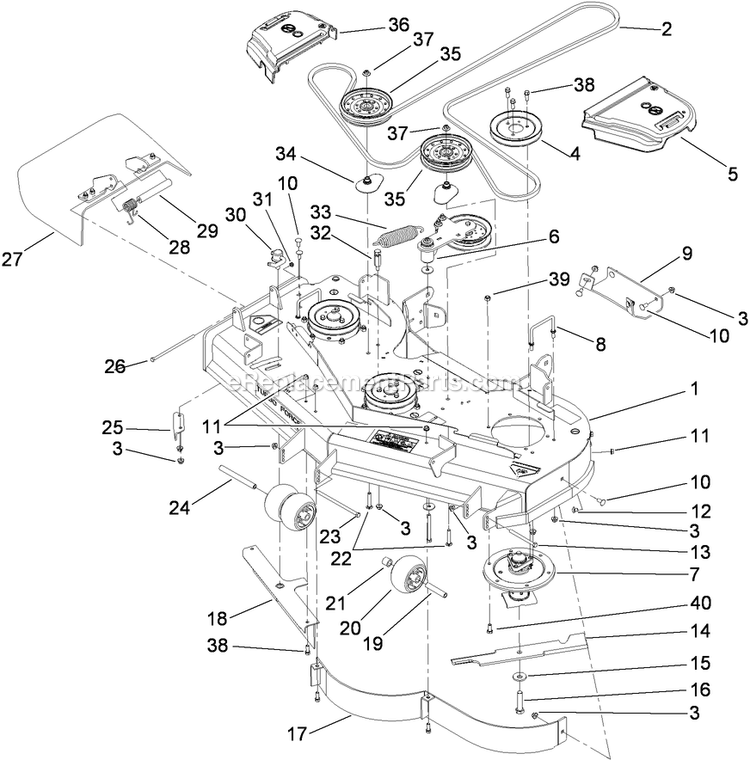 Toro 74923 (290000001-290999999)(2009) Z Master G3 Riding Mower, With 52in Turbo Force Side Discharge Mower Deck Assembly Diagram