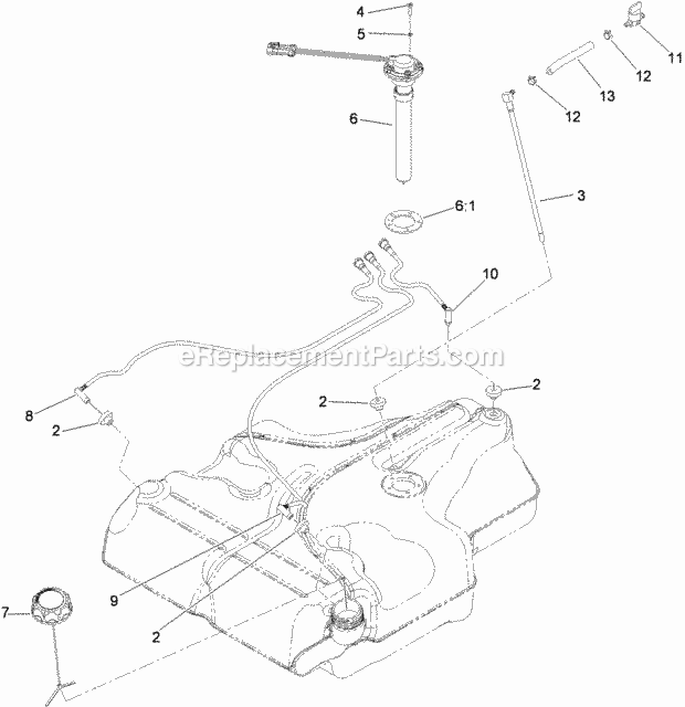 Toro 74923 (311000001-311999999) Z Master G3 Riding Mower, With 52in Turbo Force Side Discharge Mower, 2011 Fuel Tank Assembly No. 116-3979 Diagram