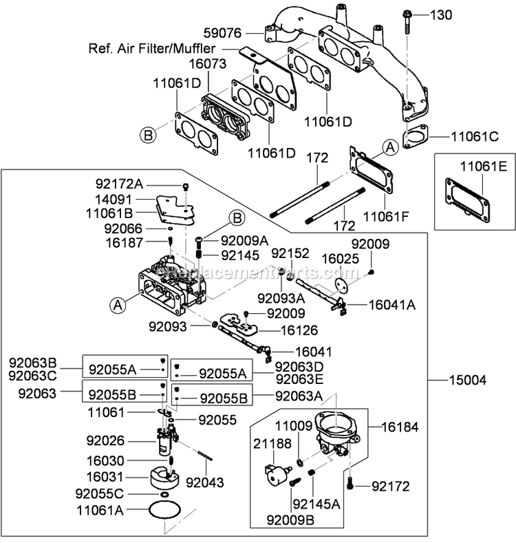 Toro 74925TE (290000001-290999999)(2009) Z Master G3 Riding Mower, With 152cm Turbo Force Side Discharge Mower Carburetor Assembly Diagram