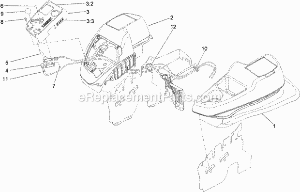 Toro 74925TE (290000001-290999999) Z Master G3 Riding Mower, With 152cm Turbo Force Side Discharge Mower, 2009 Fender, Console and Control Assembly Diagram