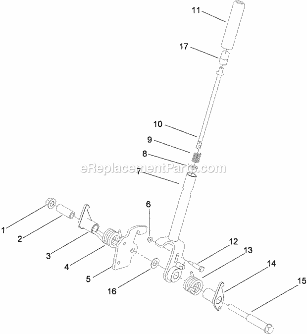 Toro 74925TE (290000001-290999999) Z Master G3 Riding Mower, With 152cm Turbo Force Side Discharge Mower, 2009 Brake Handle Assembly No. 117-0383 Diagram