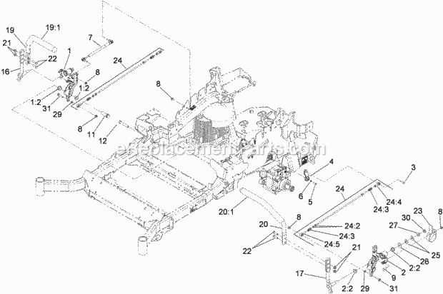 Toro 74925TE (290000001-290999999) Z Master G3 Riding Mower, With 152cm Turbo Force Side Discharge Mower, 2009 Motion Control Assembly Diagram