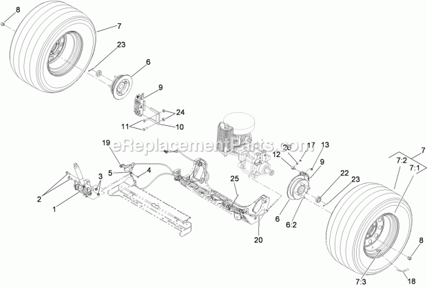 Toro 74925TE (290000001-290999999) Z Master G3 Riding Mower, With 152cm Turbo Force Side Discharge Mower, 2009 Rear Wheel and Park Brake Assembly Diagram