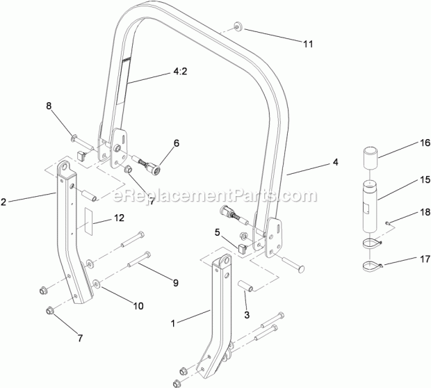 Toro 74925TE (290000001-290999999) Z Master G3 Riding Mower, With 152cm Turbo Force Side Discharge Mower, 2009 Roll-Over Protection System Assembly No. 116-0232 Diagram