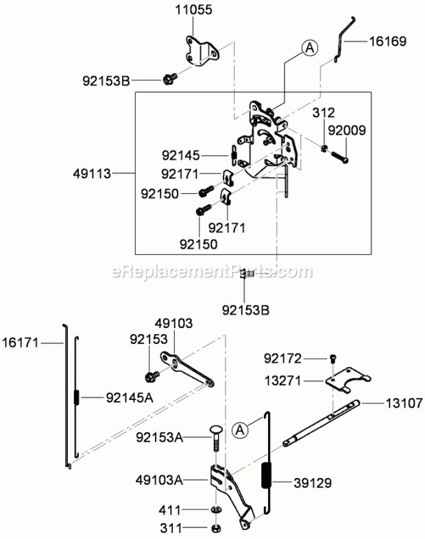 Toro 74925TE (290000001-290999999) Z Master G3 Riding Mower, With 152cm Turbo Force Side Discharge Mower, 2009 Control Equipment Assembly Kawasaki Fx801v-As04 Diagram