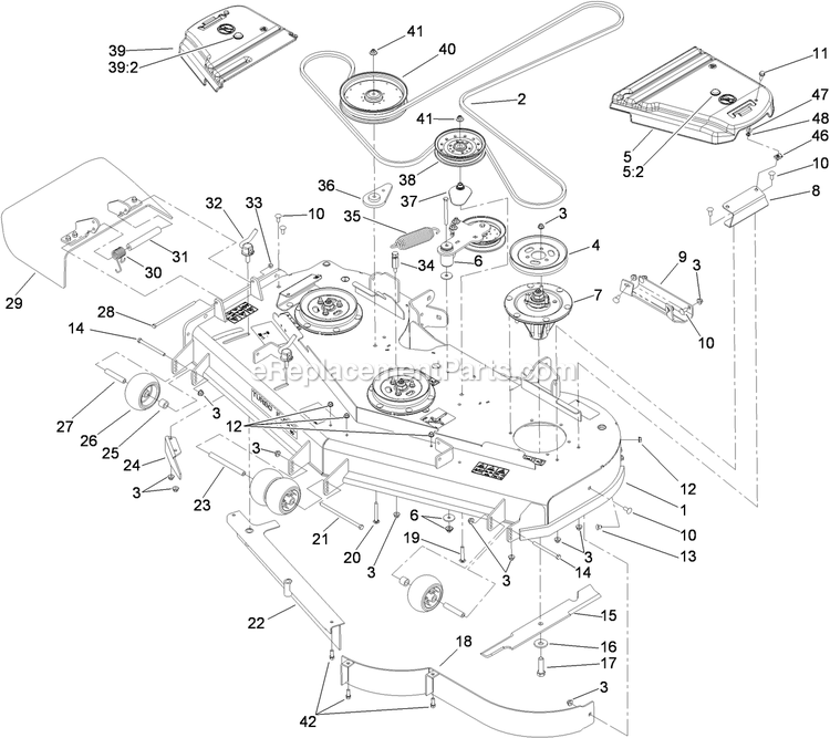 Toro 74925TE (310000001-310999999)(2010) Z Master G3 Riding Mower, With 152cm Turbo Force Side Discharge Mower Deck Assembly Diagram