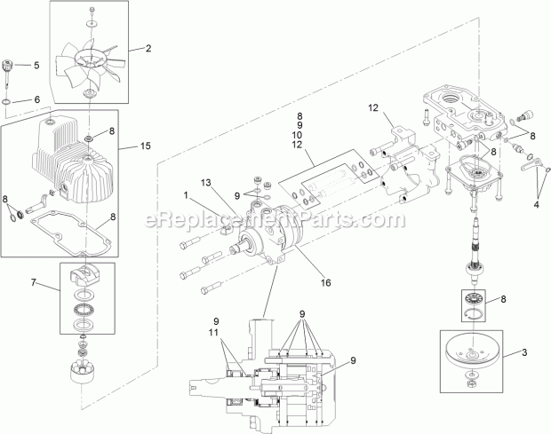 Toro 74925TE (312000001-312999999) Z Master Professional 6000 Series Riding Mower, With 152cm Turbo Force Side Discharge Mower, Lh Hydro Assembly No. 116-6415 Diagram