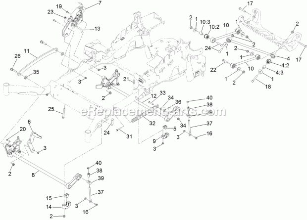 Toro 74925TE (312000001-312999999) Z Master Professional 6000 Series Riding Mower, With 152cm Turbo Force Side Discharge Mower, Deck Lift Assembly Diagram