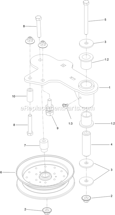 Toro 74925TE (316000001-316999999)(2016) Z Master Professional 6000 , With 152cm Turbo Force Side Discharge Mower Idler Assembly Diagram