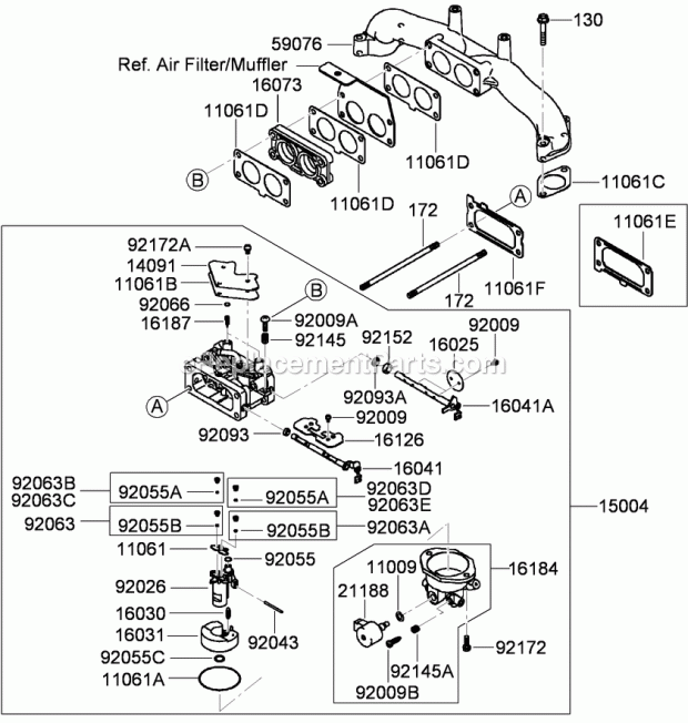 Toro 74925 (290000001-290999999) Z Master G3 Riding Mower, With 60in Turbo Force Side Discharge Mower, 2009 Carburetor Assembly Kawasaki Fx801v-As04 Diagram