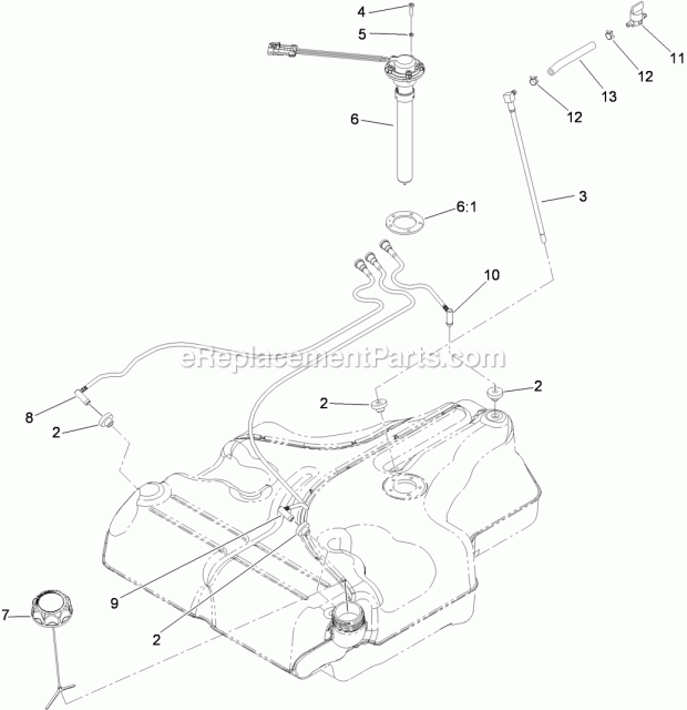 Toro 74925 (311000001-311999999) Z Master G3 Riding Mower, With 60in Turbo Force Side Discharge Mower, 2011 Fuel Tank Assembly No. 116-3979 Diagram