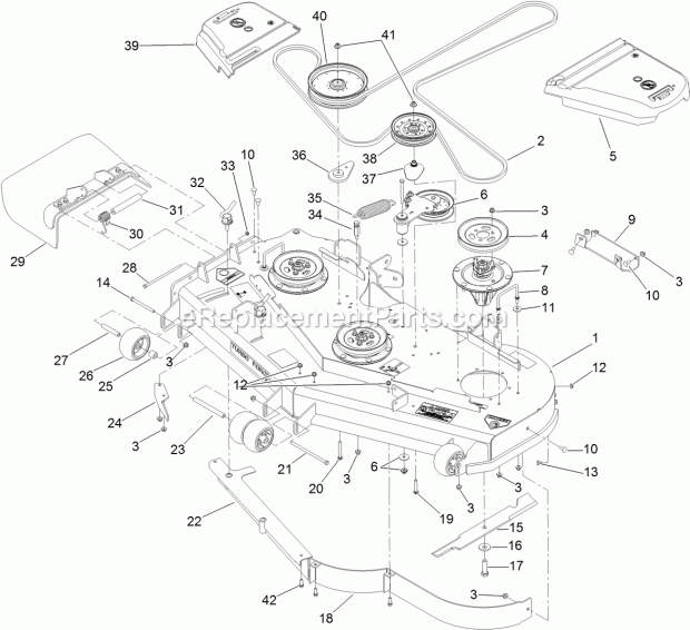 Toro 74925 (311000001-311999999) Z Master G3 Riding Mower, With 60in Turbo Force Side Discharge Mower, 2011 Deck Assembly Diagram