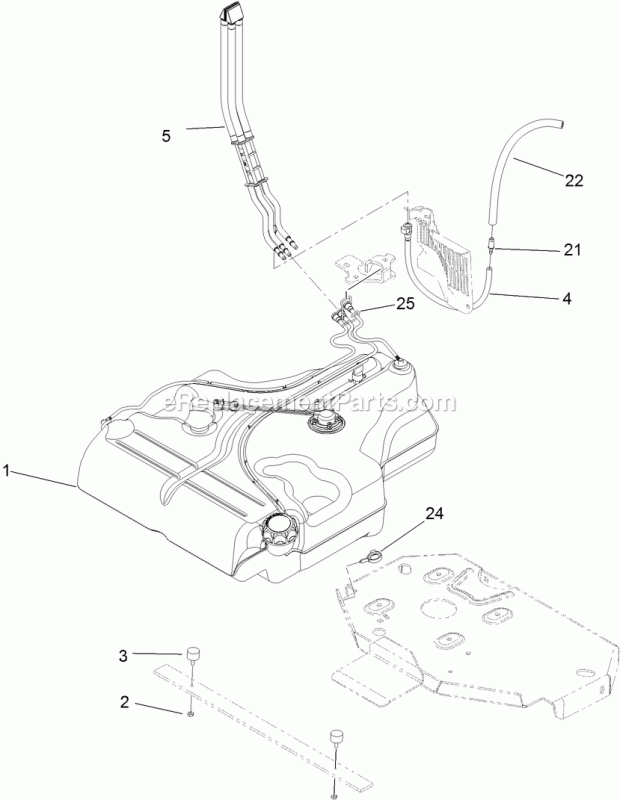 Toro 74925 (312000001-312999999) Z Master Professional 6000 Series Riding Mower, With 60in Turbo Force Side Discharge Mower, 201 Fuel Tank Mounting Assembly Diagram