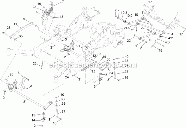 Toro 74925 (312000001-312999999) Z Master Professional 6000 Series Riding Mower, With 60in Turbo Force Side Discharge Mower, 201 Deck Lift Assembly Diagram