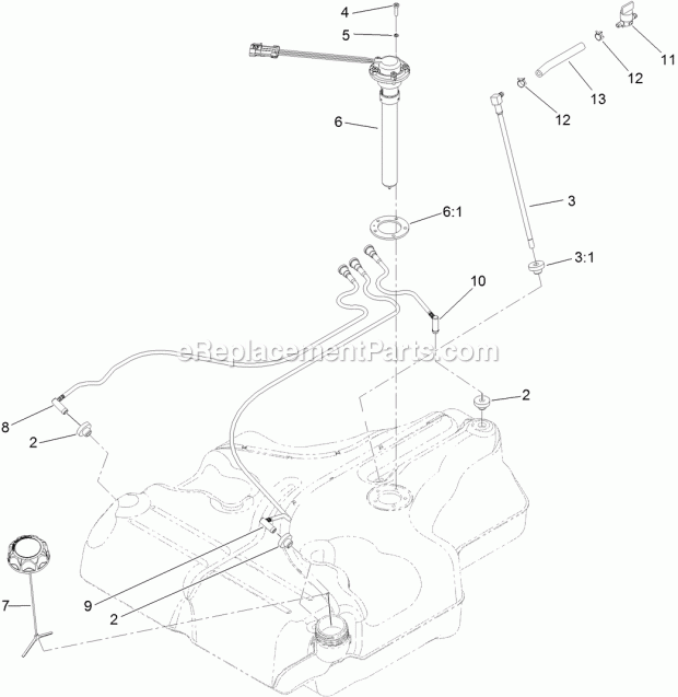 Toro 74925 (314000001-314999999) Z Master Professional 6000 Series Riding Mower, With 60in Turbo Force Side Discharge Mower, 201 Fuel Tank Assembly No. 116-3979 Diagram