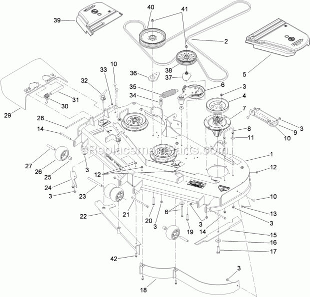Toro 74926 (310000001-310999999) Z Master G3 Riding Mower, With 60in Turbo Force Side Discharge Mower, 2010 Deck Assembly Diagram