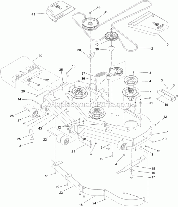 Toro 74933 (316000001-316999999) Z Master Professional 5000 Series Riding Mower, With 60in Turbo Force Side Discharge Mower, 201 Deck Assembly Diagram