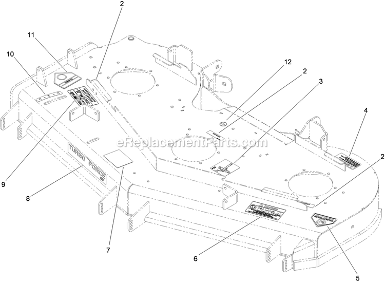 Toro 74936 (312000001-312999999)(2012) Z Master Professional 6000 , With 60in Turbo Force Side Discharge Mower Deck Decal Assembly Diagram